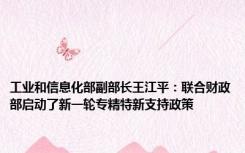工业和信息化部副部长王江平：联合财政部启动了新一轮专精特新支持政策