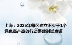 上海：2025年每区建立不少于1个绿色高产高效行动整建制试点镇