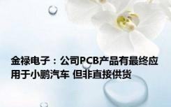 金禄电子：公司PCB产品有最终应用于小鹏汽车 但非直接供货
