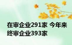 在审企业291家 今年来终审企业393家
