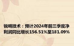 锐明技术：预计2024年前三季度净利润同比增长156.51%至181.09%