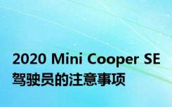 2020 Mini Cooper SE 驾驶员的注意事项