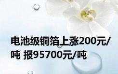电池级铜箔上涨200元/吨 报95700元/吨