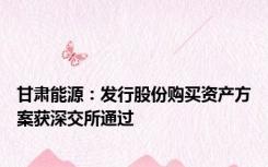 甘肃能源：发行股份购买资产方案获深交所通过