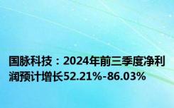 国脉科技：2024年前三季度净利润预计增长52.21%-86.03%