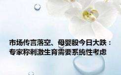 市场传言落空、母婴股今日大跌：专家称刺激生育需要系统性考虑