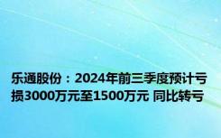 乐通股份：2024年前三季度预计亏损3000万元至1500万元 同比转亏