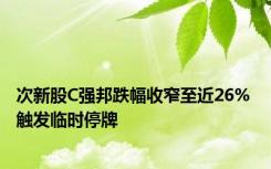 次新股C强邦跌幅收窄至近26% 触发临时停牌