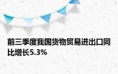 前三季度我国货物贸易进出口同比增长5.3%