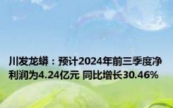 川发龙蟒：预计2024年前三季度净利润为4.24亿元 同比增长30.46%