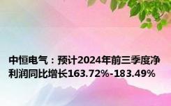中恒电气：预计2024年前三季度净利润同比增长163.72%-183.49%