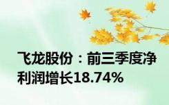 飞龙股份：前三季度净利润增长18.74%