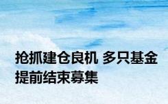 抢抓建仓良机 多只基金提前结束募集