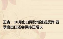 王青：10月出口同比增速或反弹 四季度出口还会保持正增长