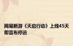 网易新游《天启行动》上线45天即宣布停运