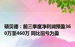 硕贝德：前三季度净利润预盈360万至460万 同比扭亏为盈