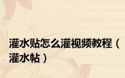 灌水贴怎么灌视频教程（灌水帖）