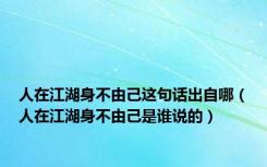 人在江湖身不由己这句话出自哪（人在江湖身不由己是谁说的）