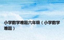 小学数学难题六年级（小学数学难题）