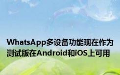 WhatsApp多设备功能现在作为测试版在Android和iOS上可用