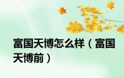 富国天博怎么样（富国天博前）