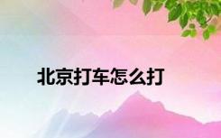 北京打车怎么打