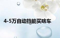 4-5万自动挡能买啥车