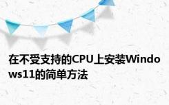 在不受支持的CPU上安装Windows11的简单方法