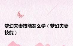 梦幻夫妻技能怎么学（梦幻夫妻技能）