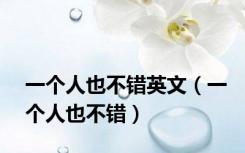 一个人也不错英文（一个人也不错）