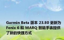 Garmin Beta 版本 23.80 更新为 Fenix 6 和 MARQ 智能手表提供了新的快捷方式