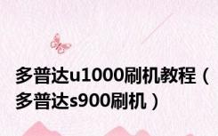 多普达u1000刷机教程（多普达s900刷机）