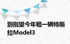 别指望今年租一辆特斯拉Model3