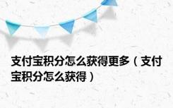 支付宝积分怎么获得更多（支付宝积分怎么获得）