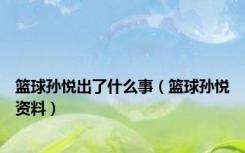 篮球孙悦出了什么事（篮球孙悦资料）