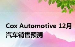 Cox Automotive 12月汽车销售预测