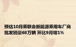 预估10月乘联会新能源乘用车厂商批发销量68万辆 环比9月增1%