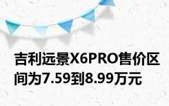 吉利远景X6PRO售价区间为7.59到8.99万元