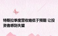 特斯拉季度营收略低于预期 让投资者感到失望