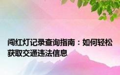 闯红灯记录查询指南：如何轻松获取交通违法信息