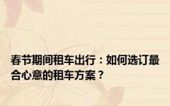 春节期间租车出行：如何选订最合心意的租车方案？