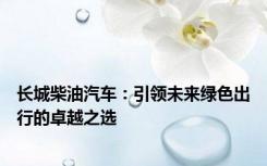 长城柴油汽车：引领未来绿色出行的卓越之选