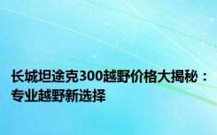 长城坦途克300越野价格大揭秘：专业越野新选择