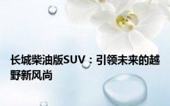 长城柴油版SUV：引领未来的越野新风尚